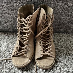 Mossimo supply open toed lace up sandal boot heels - size 7.5